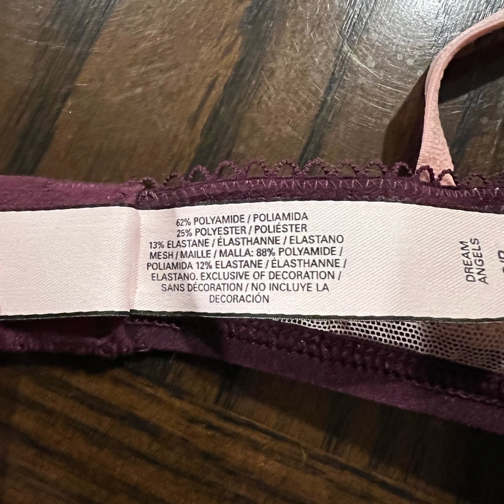 Victoria Secret Dream Angles Purple Pink Mesh Lace Bra Size Small - Picture 7 of 8